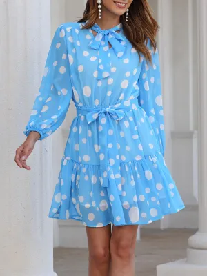 Polka Dot Printed Stitching Strap Dress