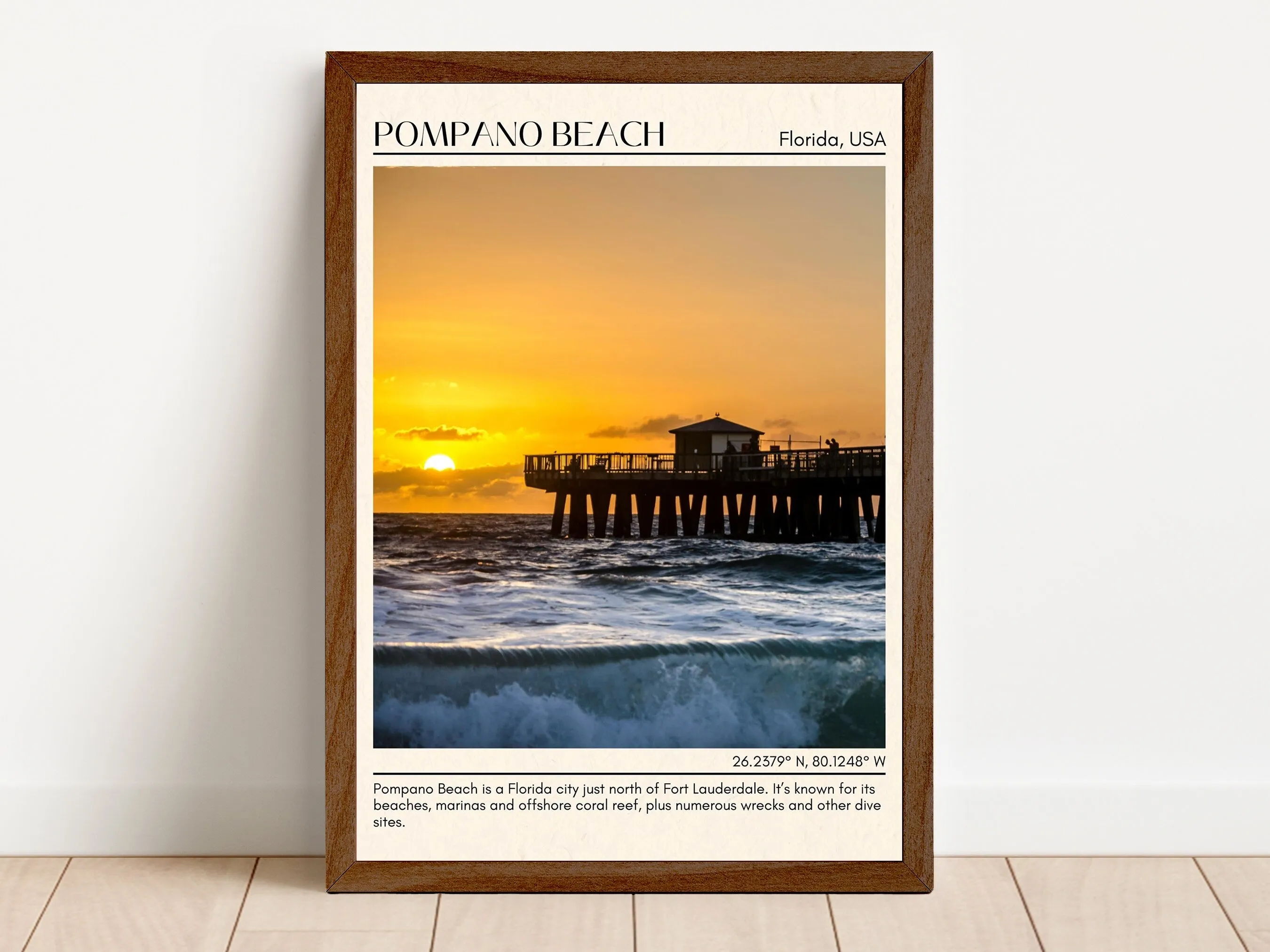 Pompano Beach Minimal Wall Art, Florida, USA