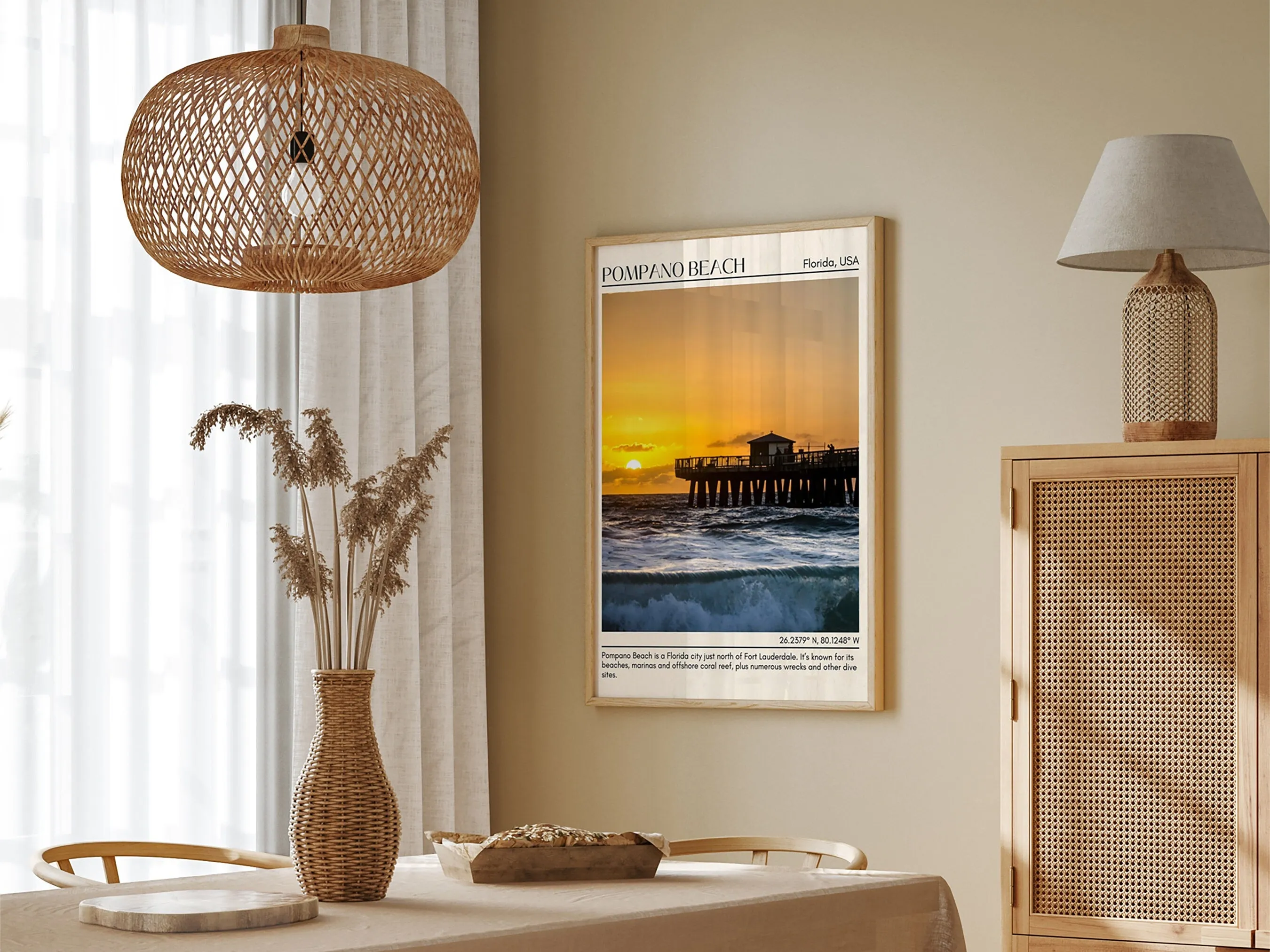 Pompano Beach Minimal Wall Art, Florida, USA