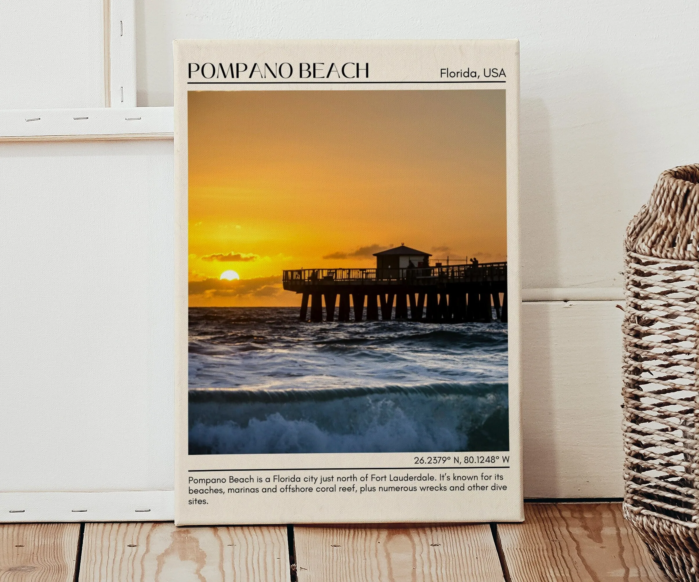 Pompano Beach Minimal Wall Art, Florida, USA