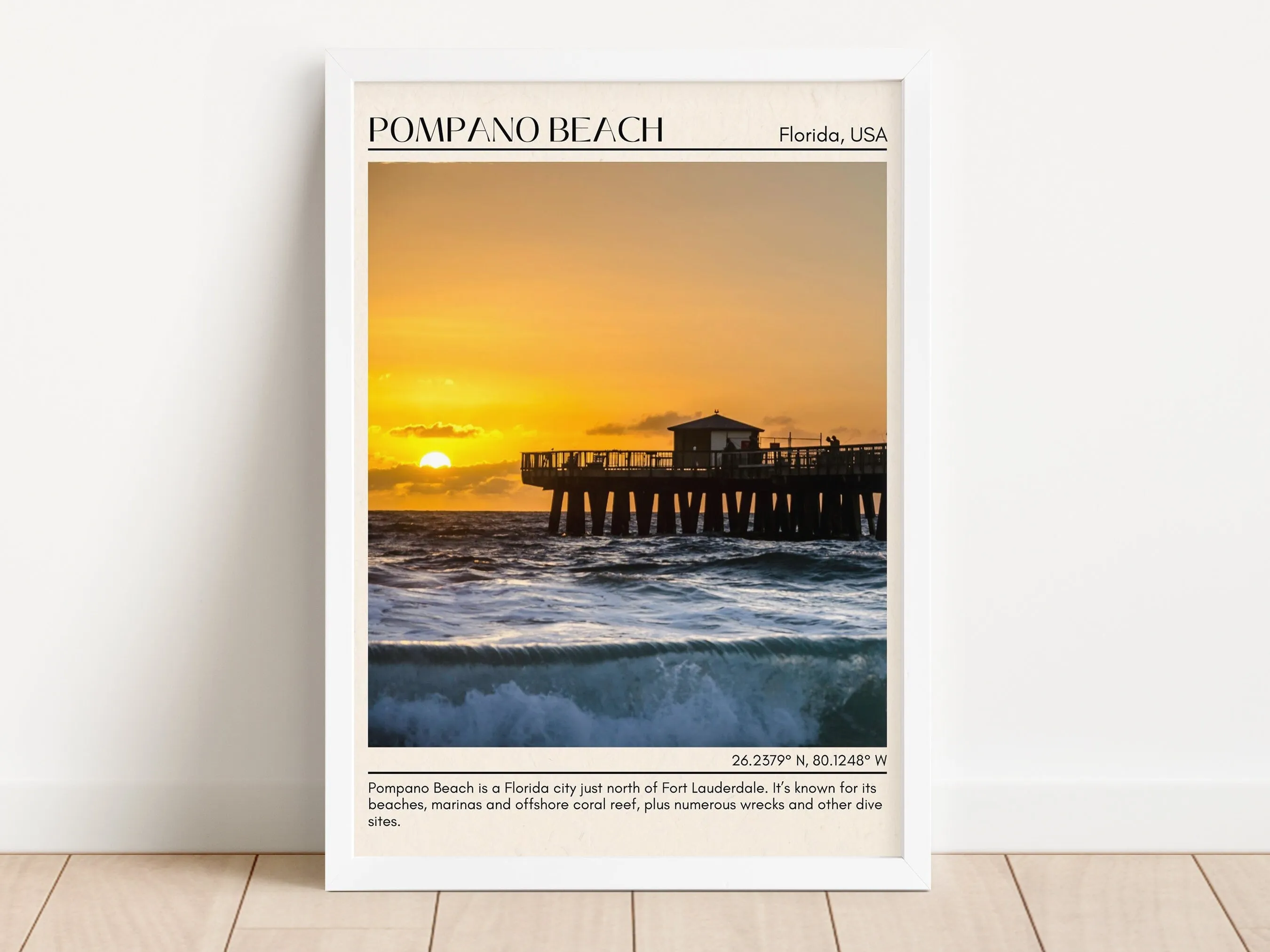 Pompano Beach Minimal Wall Art, Florida, USA