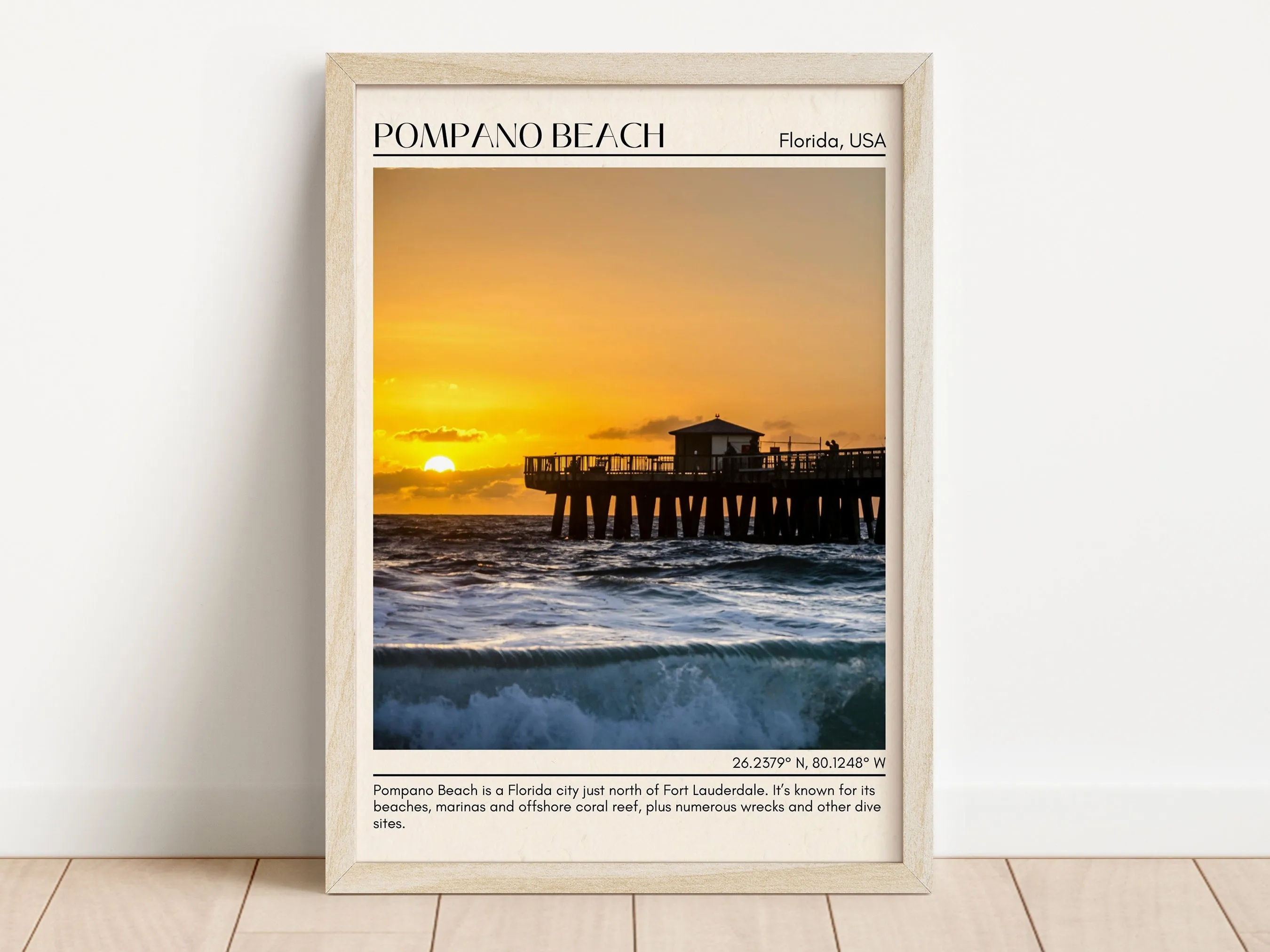 Pompano Beach Minimal Wall Art, Florida, USA