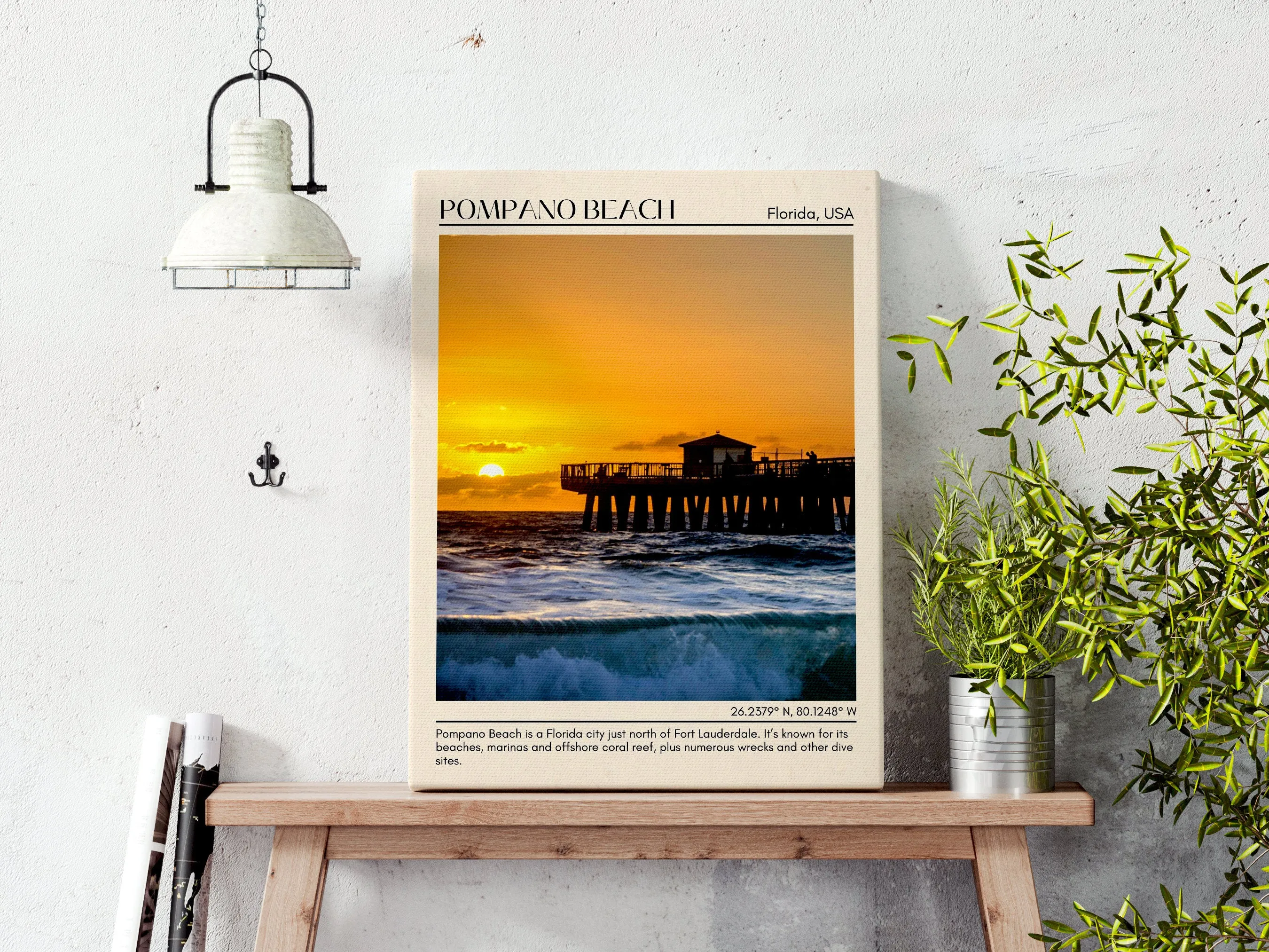 Pompano Beach Minimal Wall Art, Florida, USA