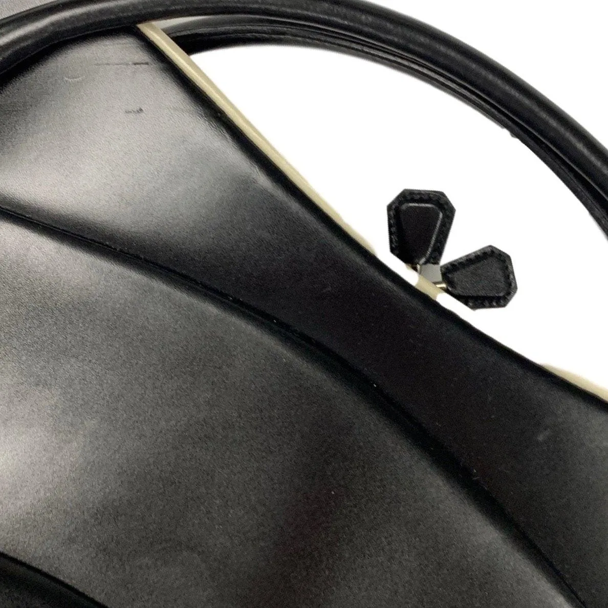 Prada Black Leather Top Handle Clutch Bag