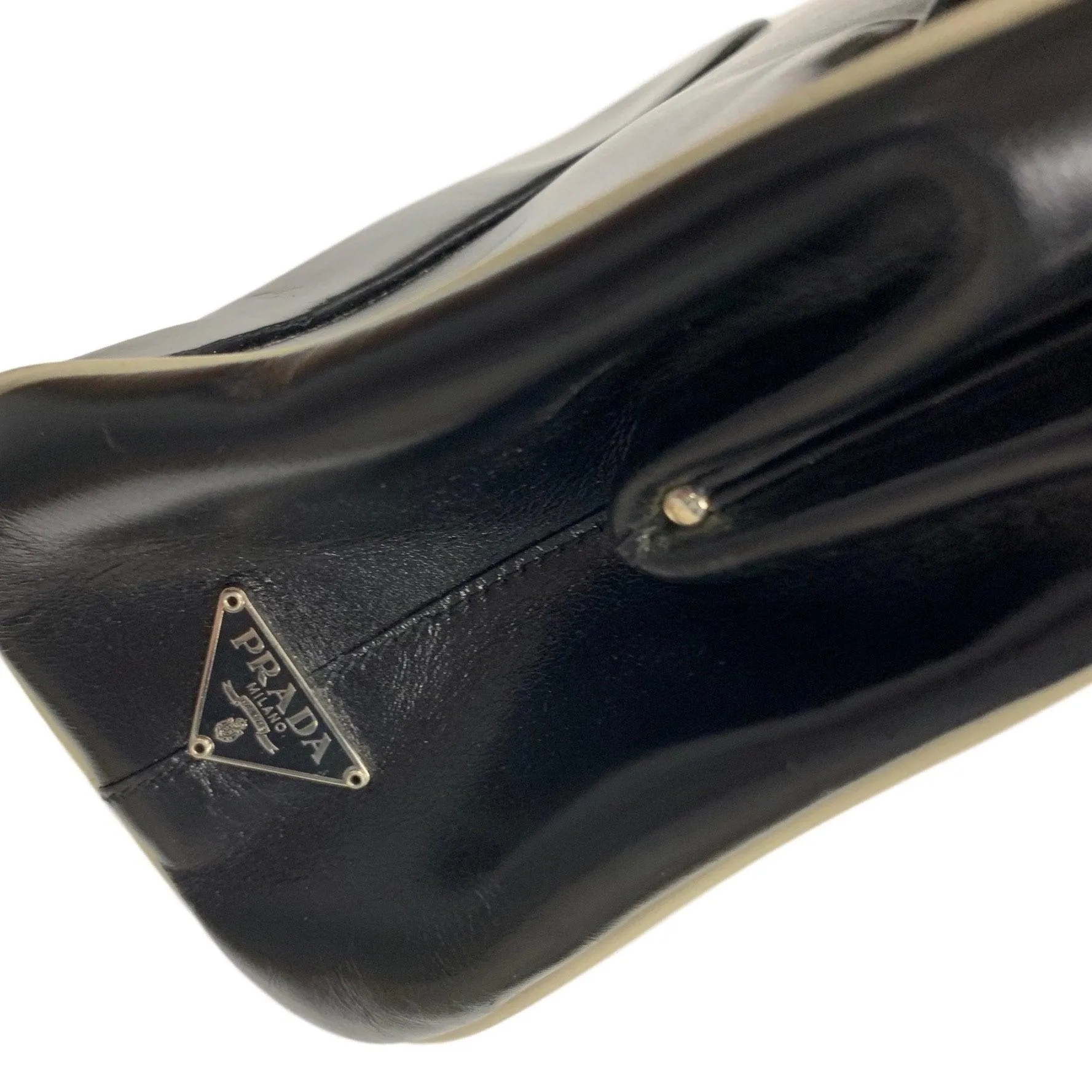 Prada Black Leather Top Handle Clutch Bag