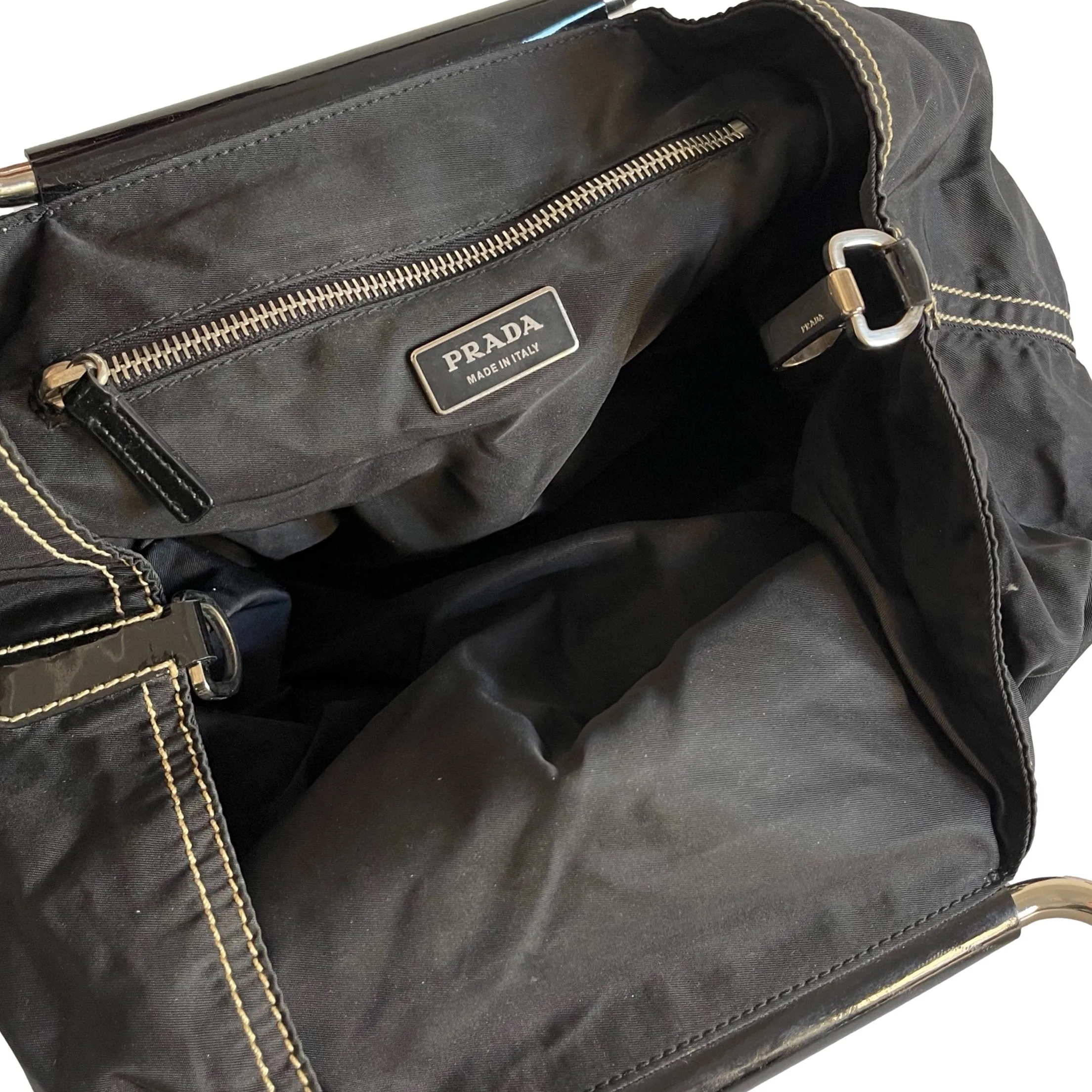 Prada Black Nylon Top Handle Bag
