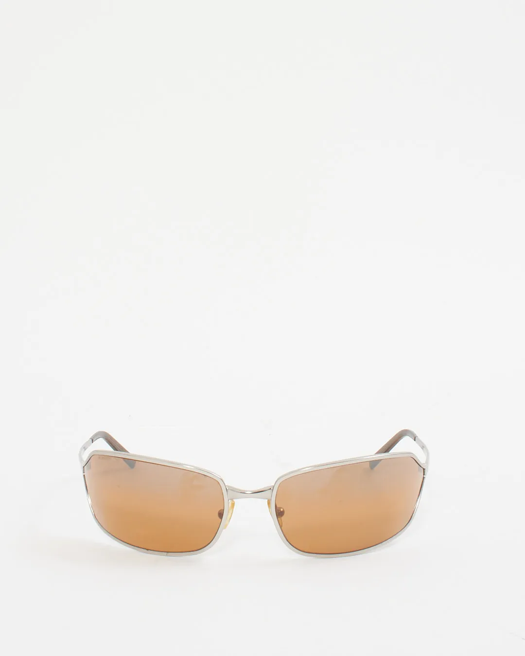 Prada Vintage Metal Shield SPR59E Brown Lens Sunglasses