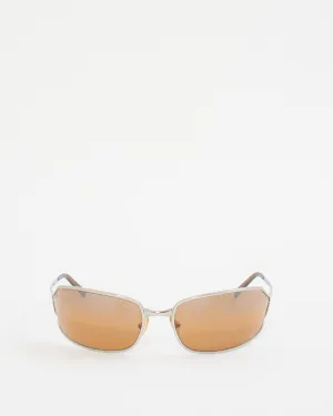 Prada Vintage Metal Shield SPR59E Brown Lens Sunglasses