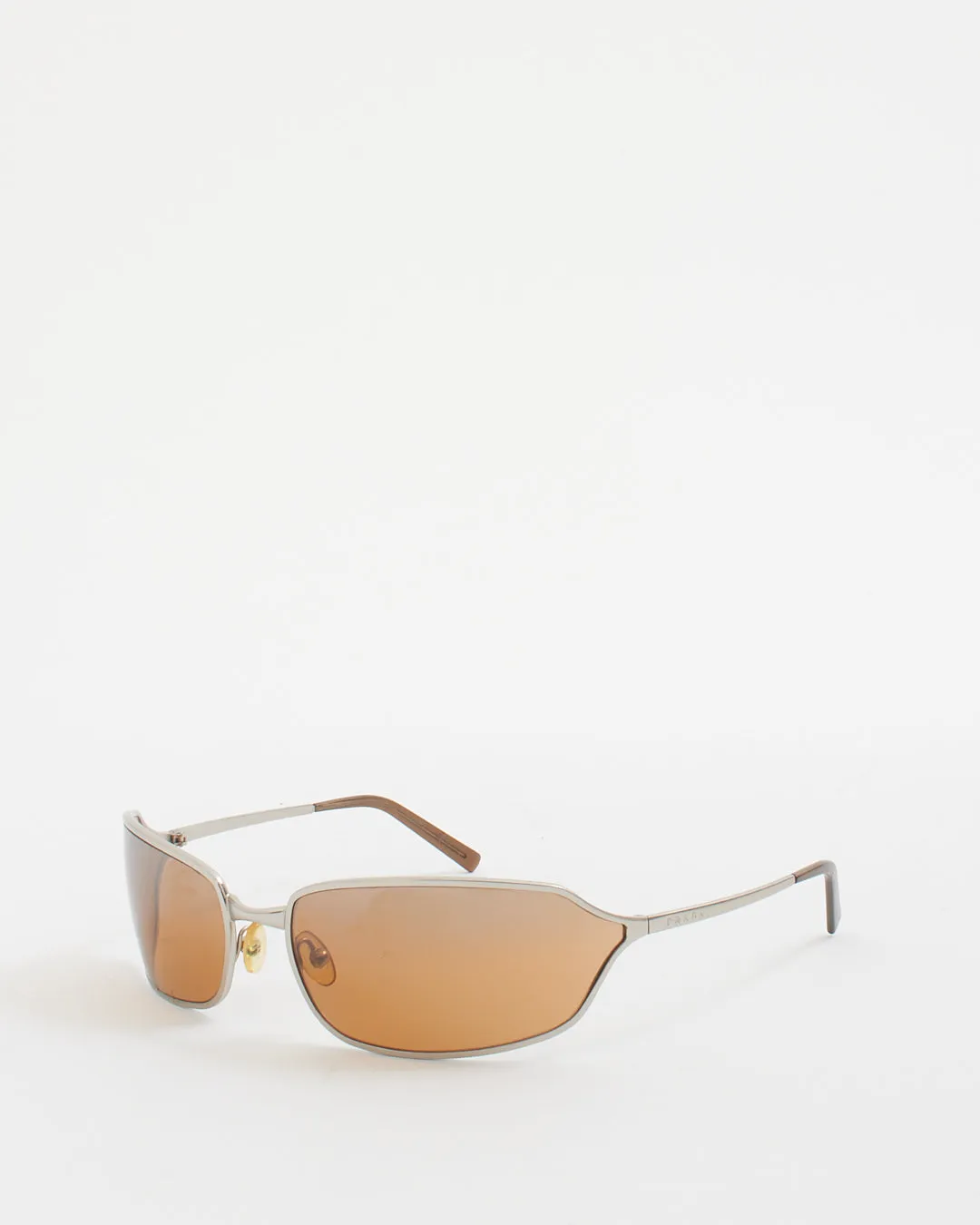 Prada Vintage Metal Shield SPR59E Brown Lens Sunglasses