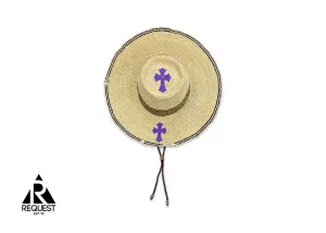 Purple Cross Vacation Straw Hat "Beige"