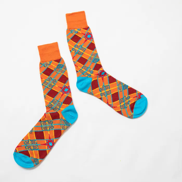"AFRICA ARGYLE" PRINT DESIGNER SOCKS - MULTICOLOR
