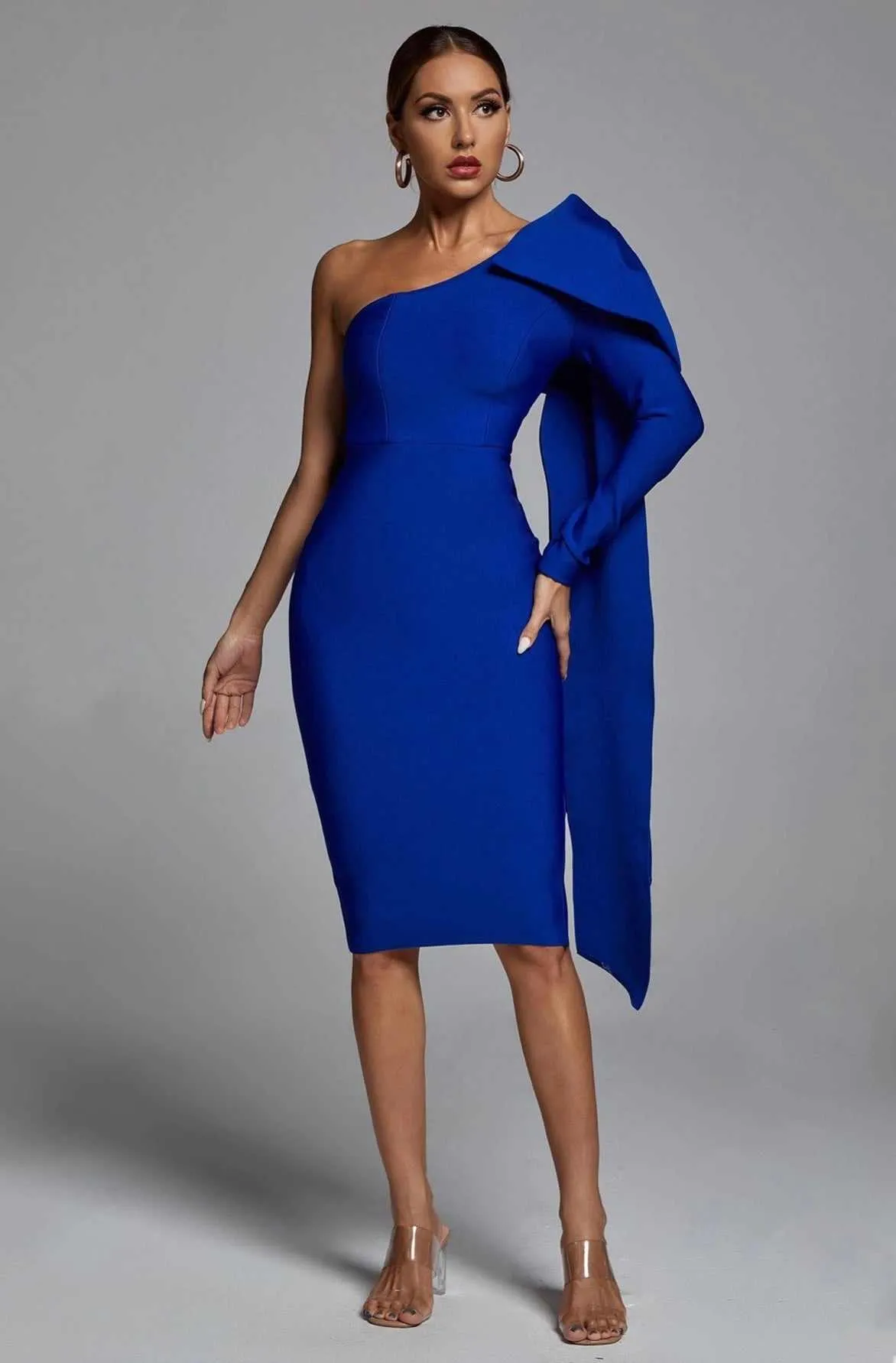 "LAUREN" BLUE MIDI PARTY DRESS