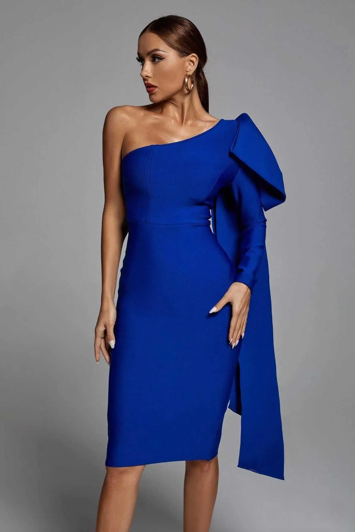 "LAUREN" BLUE MIDI PARTY DRESS