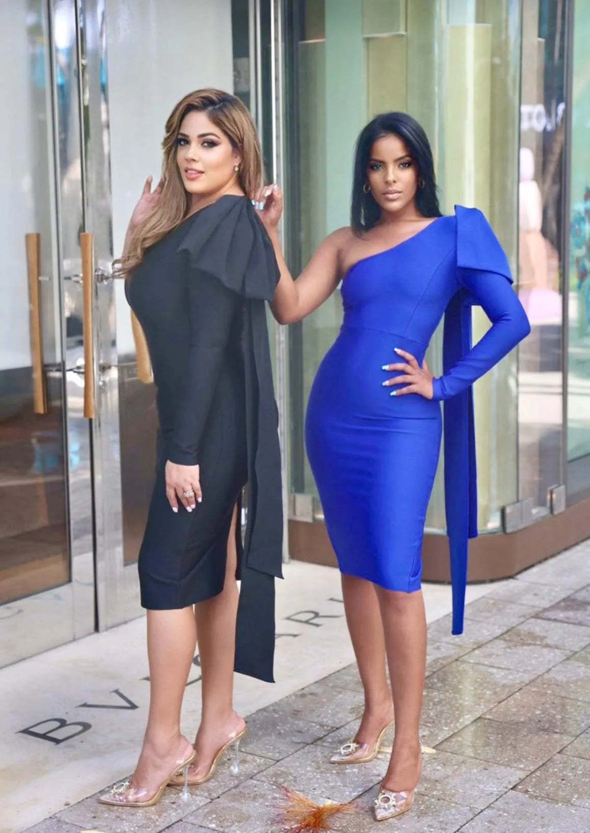 "LAUREN" BLUE MIDI PARTY DRESS