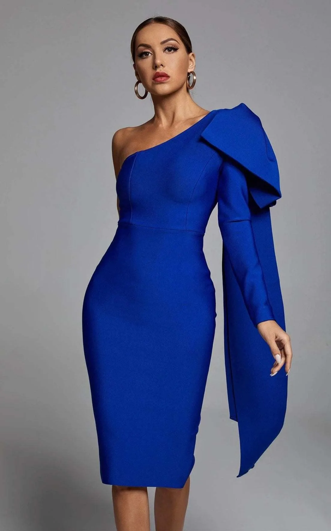 "LAUREN" BLUE MIDI PARTY DRESS
