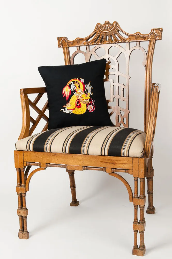 "Majestic Dragon" Black Canvas Pillow