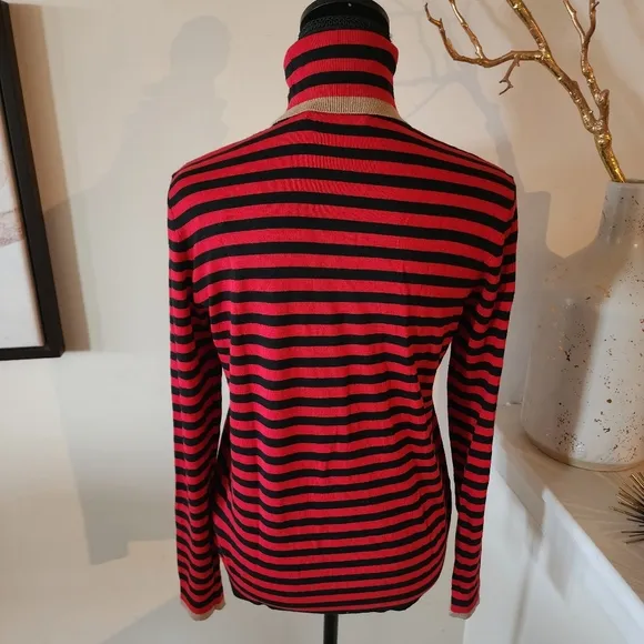 🔥Ralph Lauren Silk Blend Gold Trim Turtleneck