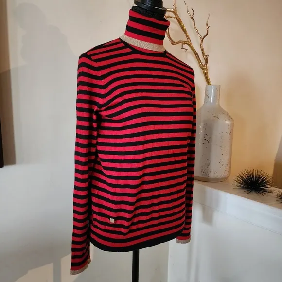 🔥Ralph Lauren Silk Blend Gold Trim Turtleneck