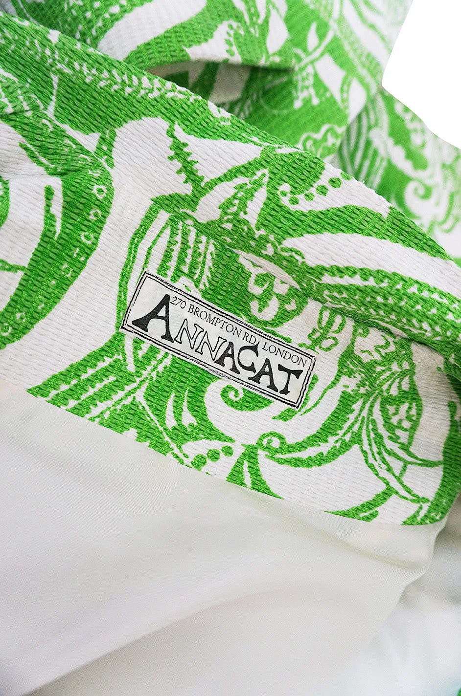 Rare 1960s Annacat Green & White Print Coat or Dress