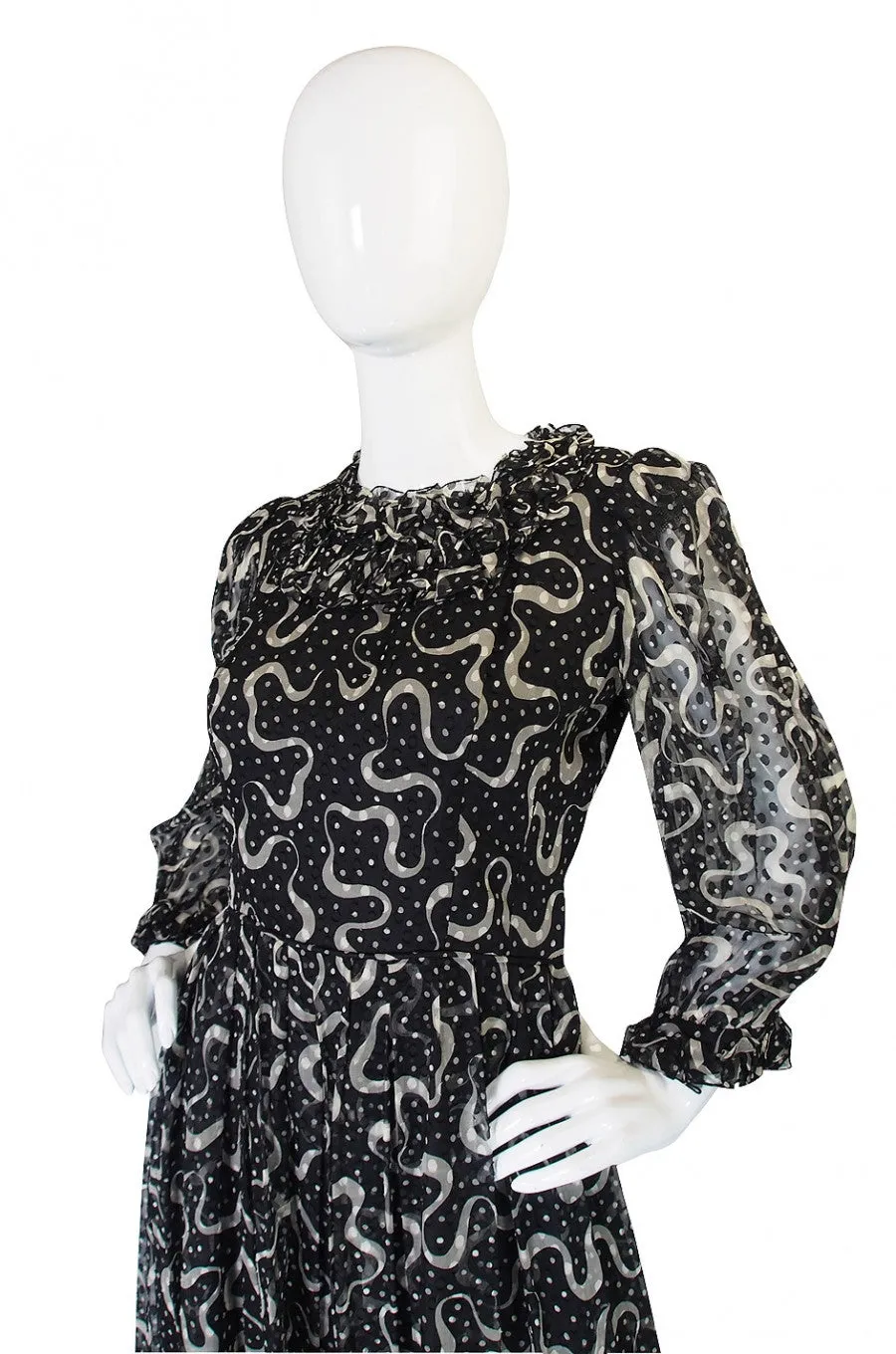 Rare 1960s Sybil Connolly Silk Ruffle Dress