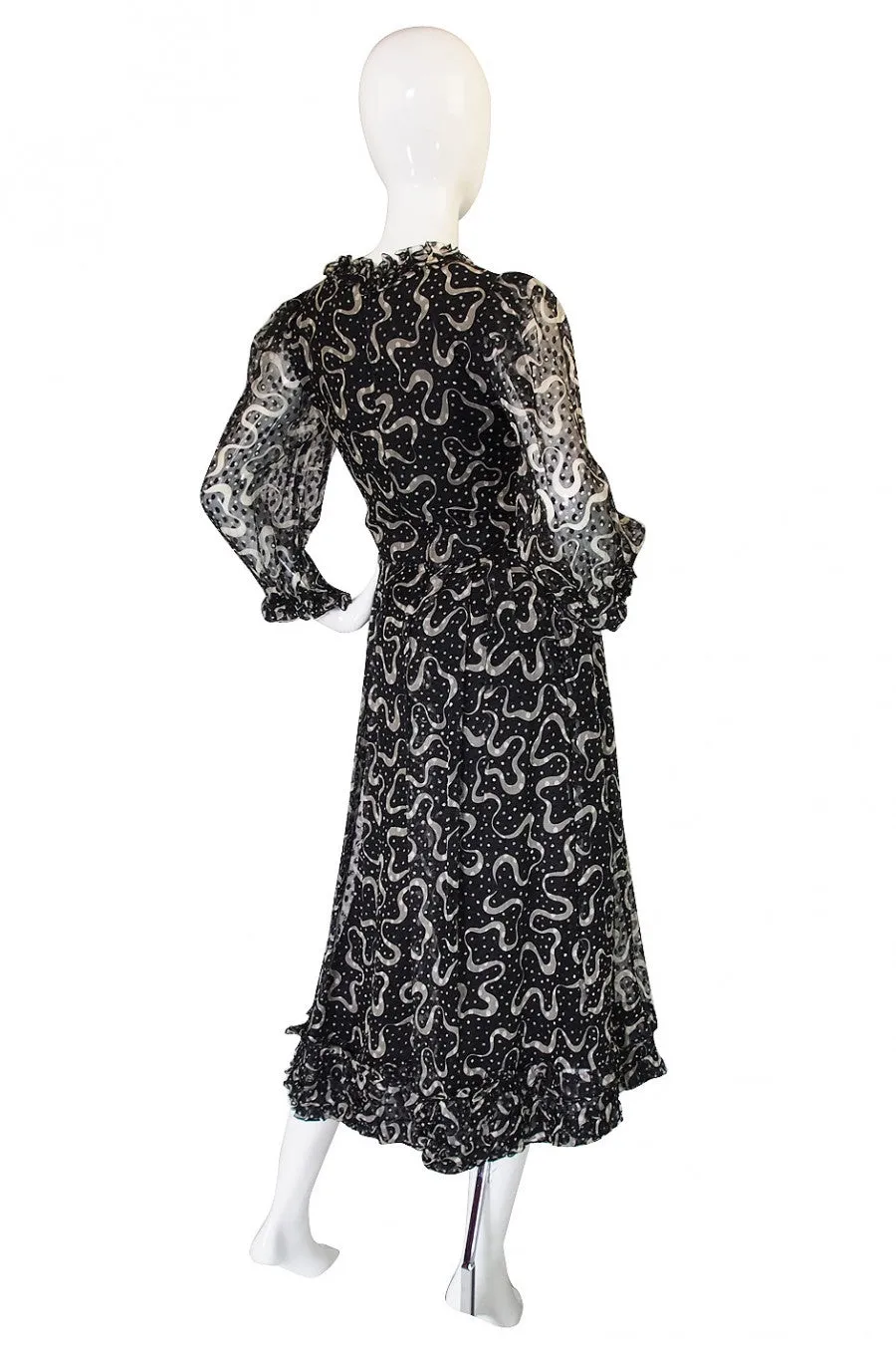Rare 1960s Sybil Connolly Silk Ruffle Dress