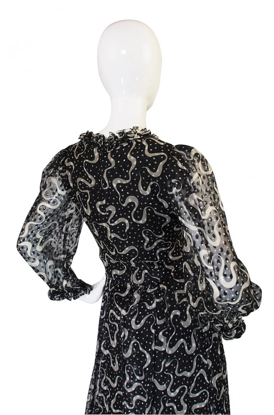 Rare 1960s Sybil Connolly Silk Ruffle Dress