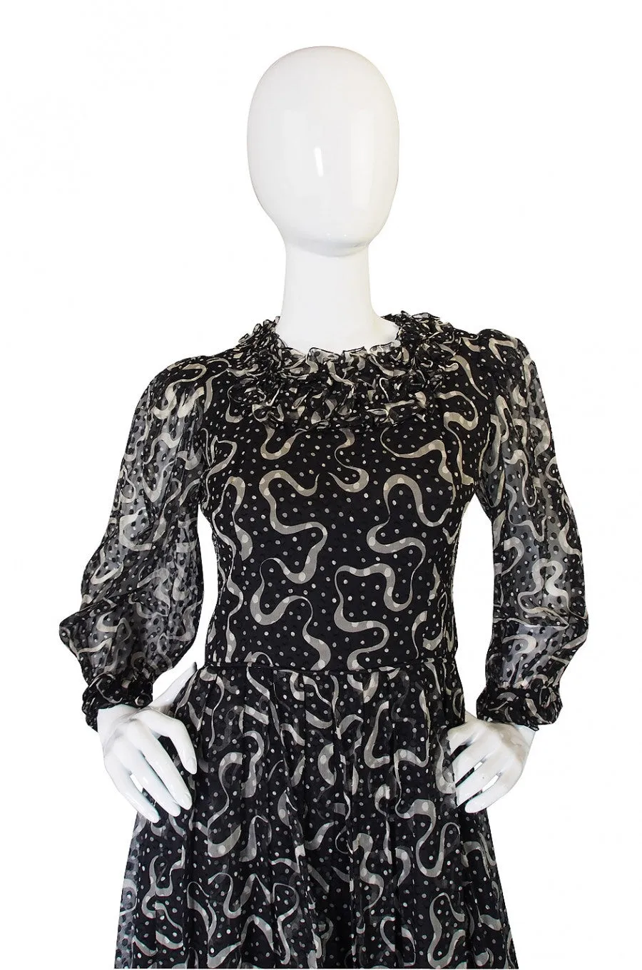 Rare 1960s Sybil Connolly Silk Ruffle Dress