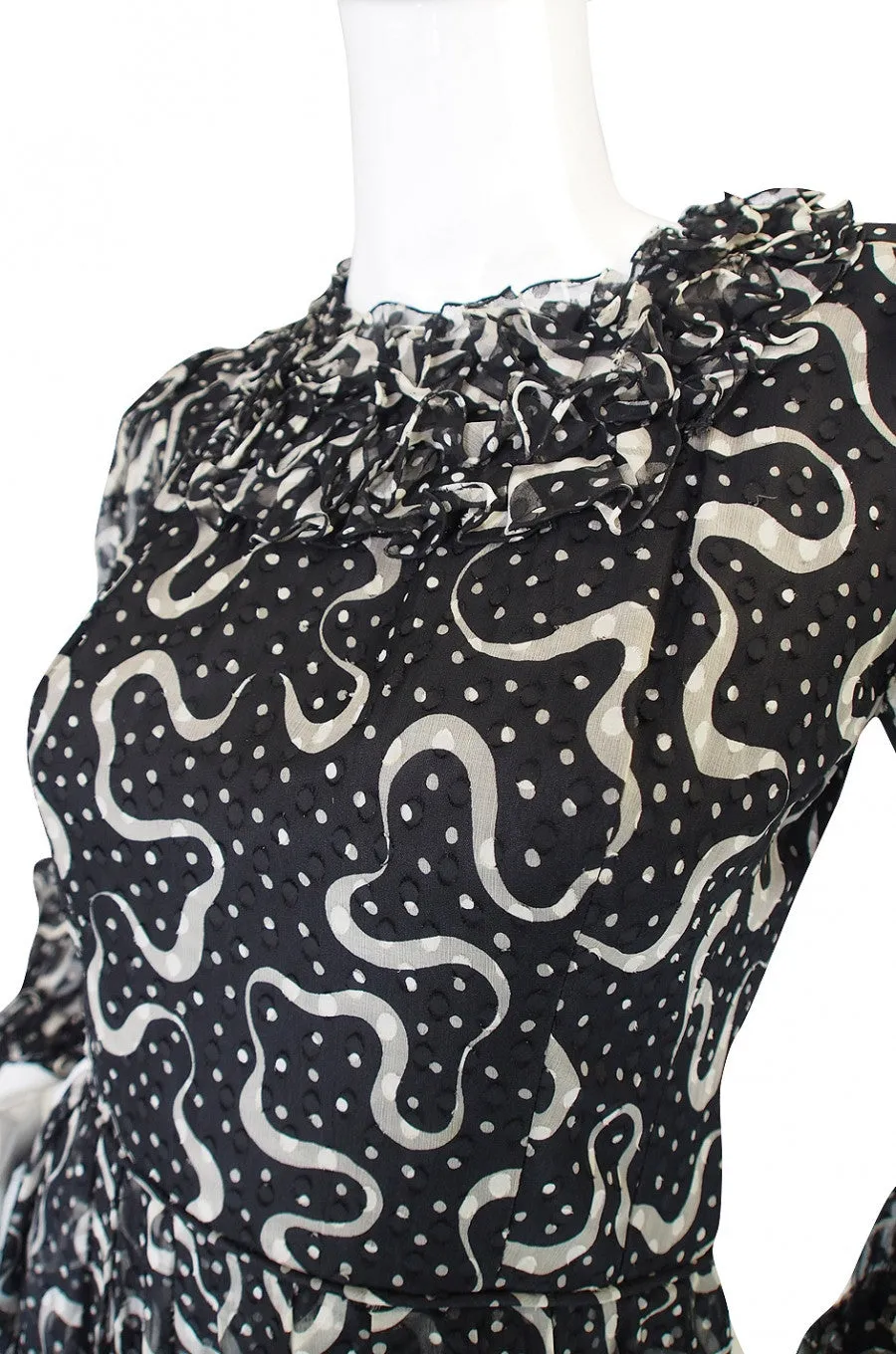 Rare 1960s Sybil Connolly Silk Ruffle Dress