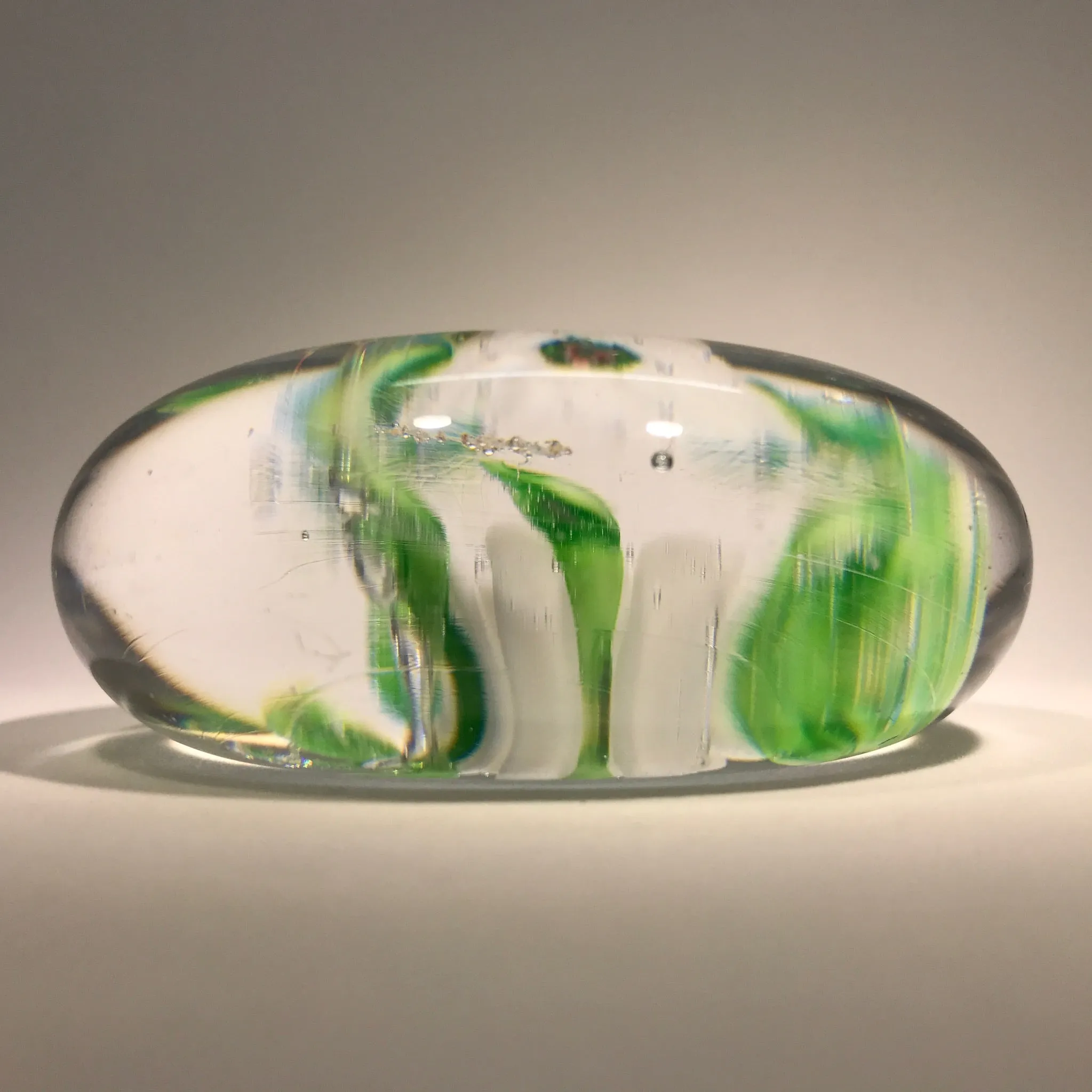 Rare Antique Clichy Art Glass Paperweight Lampwork White Camelia