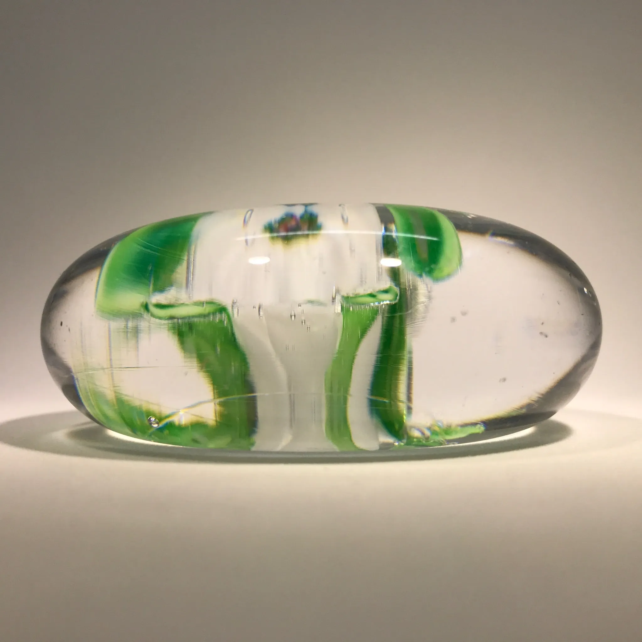 Rare Antique Clichy Art Glass Paperweight Lampwork White Camelia