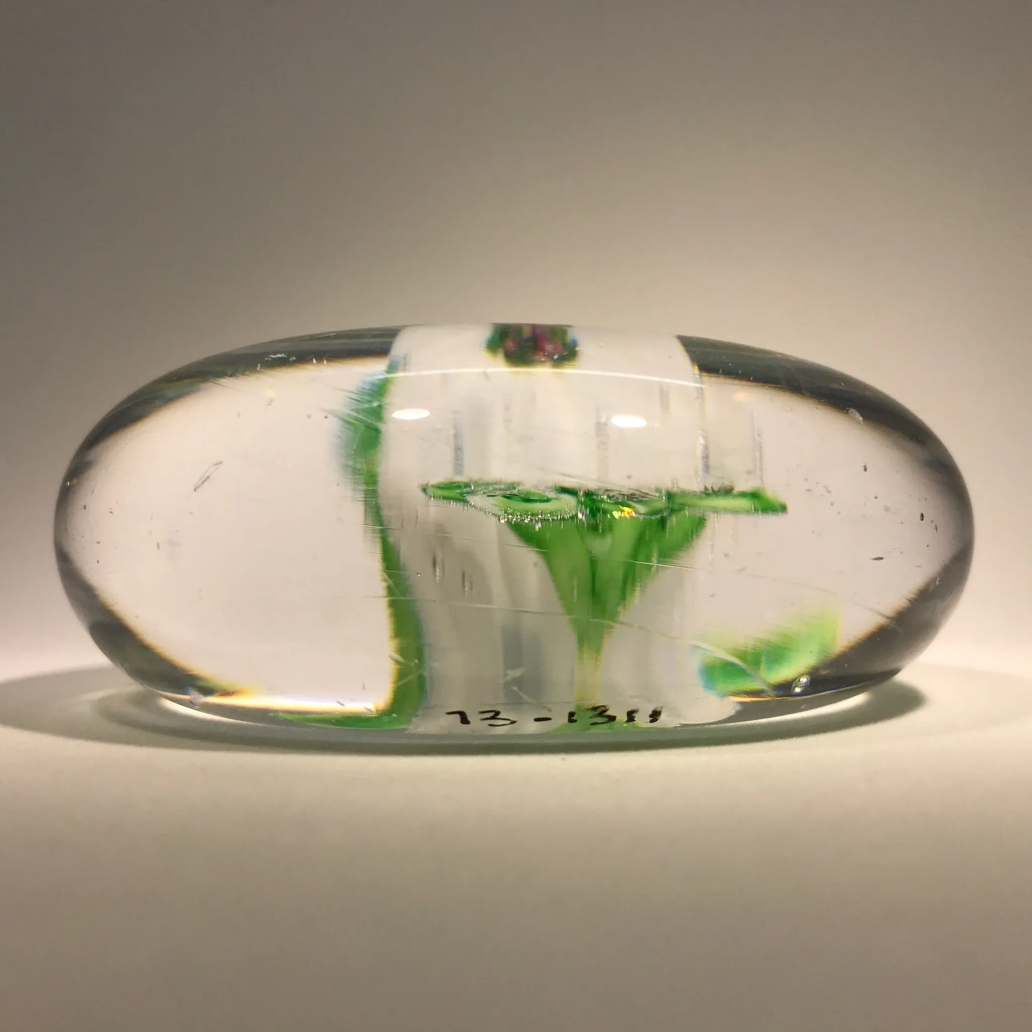 Rare Antique Clichy Art Glass Paperweight Lampwork White Camelia