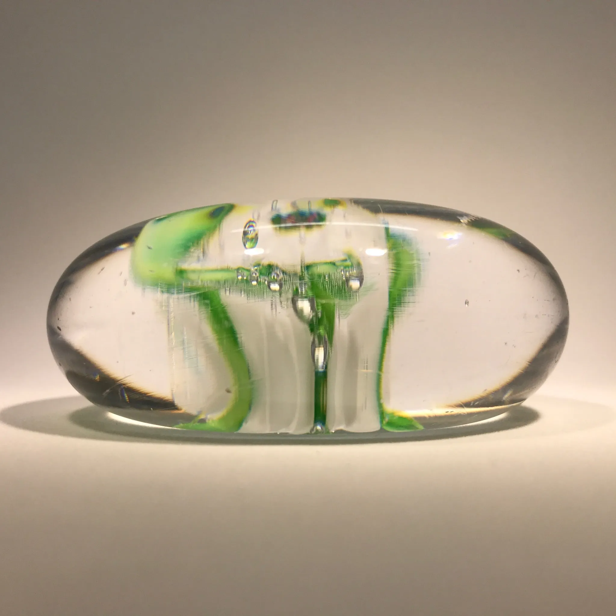 Rare Antique Clichy Art Glass Paperweight Lampwork White Camelia