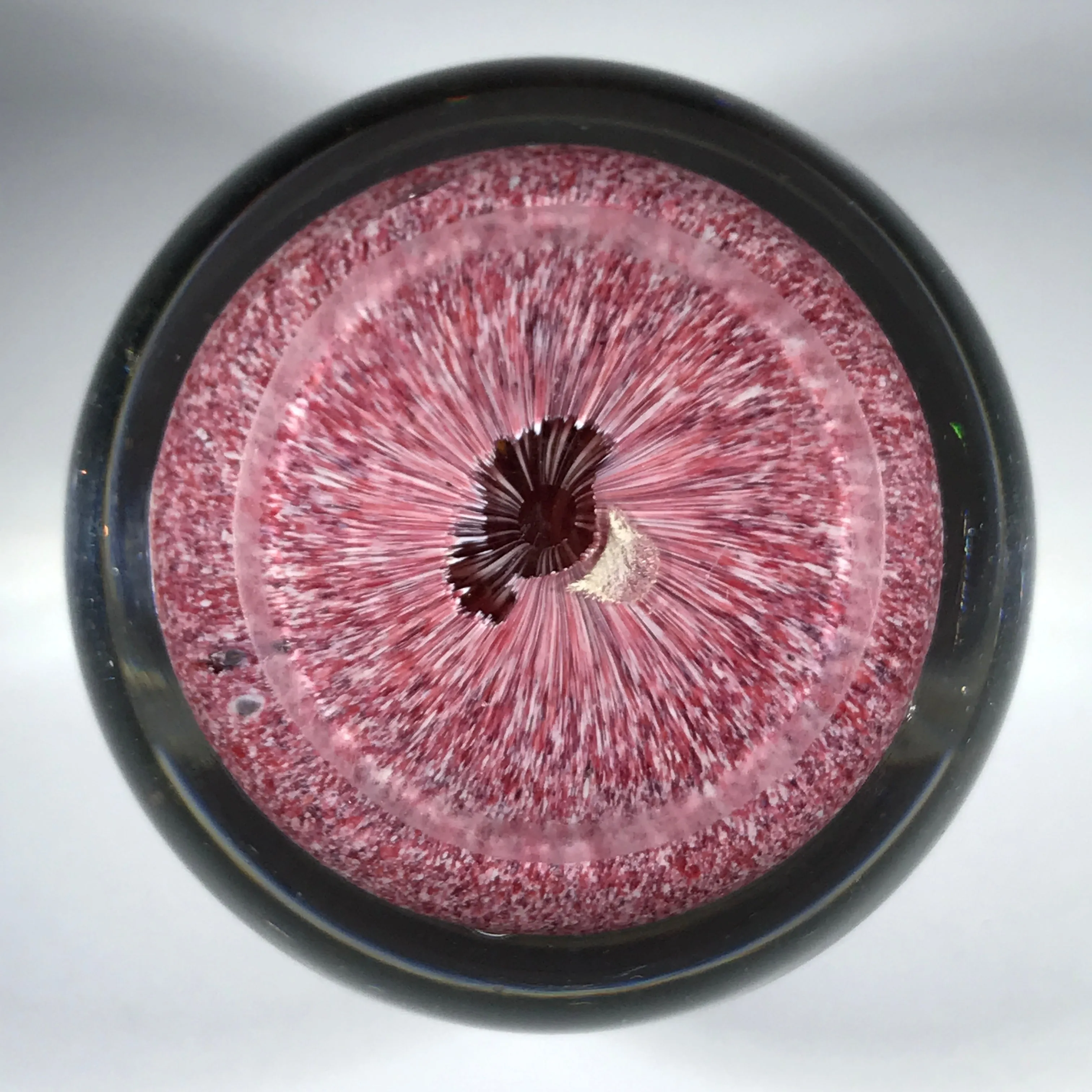 Rare Antique Saint Louis Art Glass Paperweight Lampwork Clematis on Red Jasper Ground