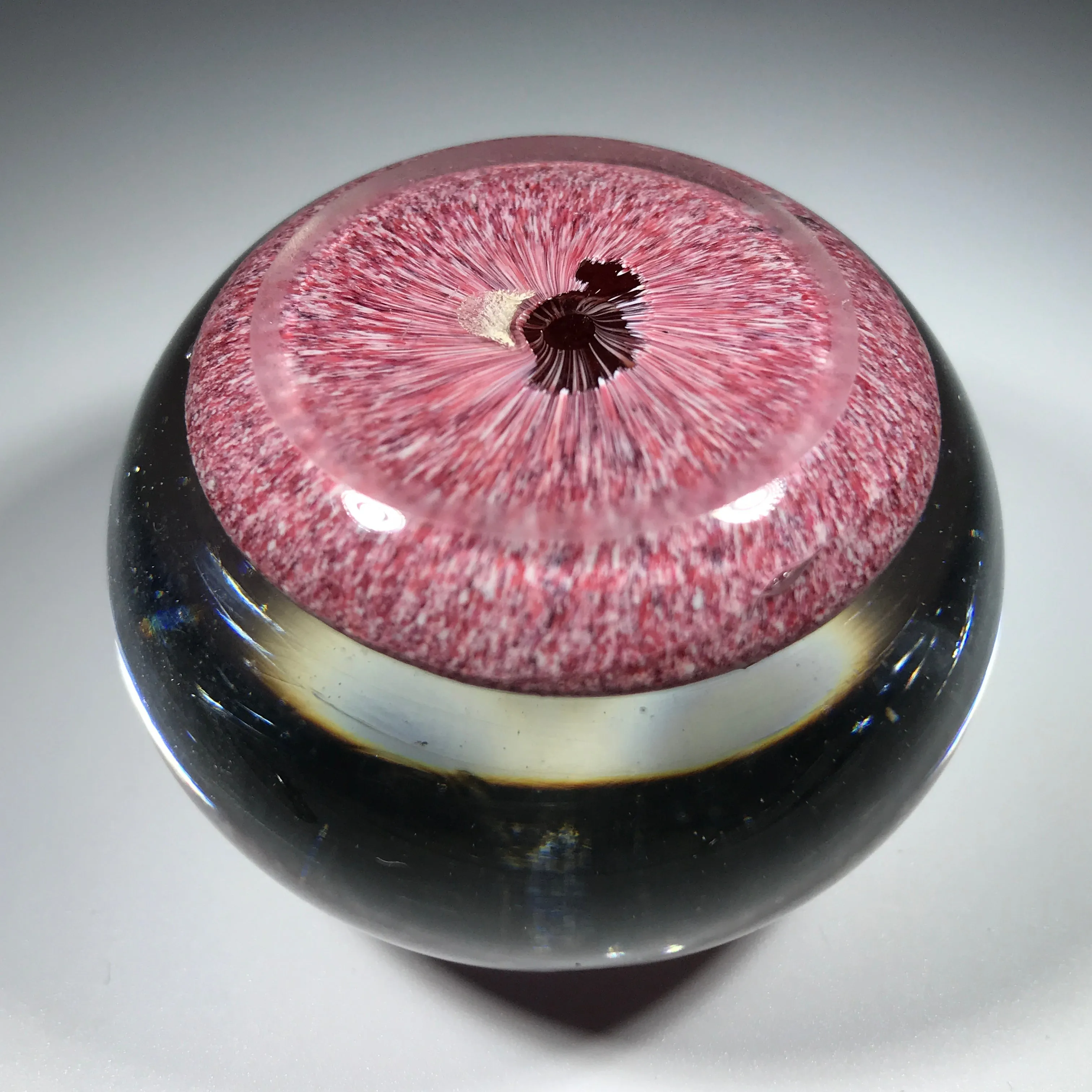 Rare Antique Saint Louis Art Glass Paperweight Lampwork Clematis on Red Jasper Ground