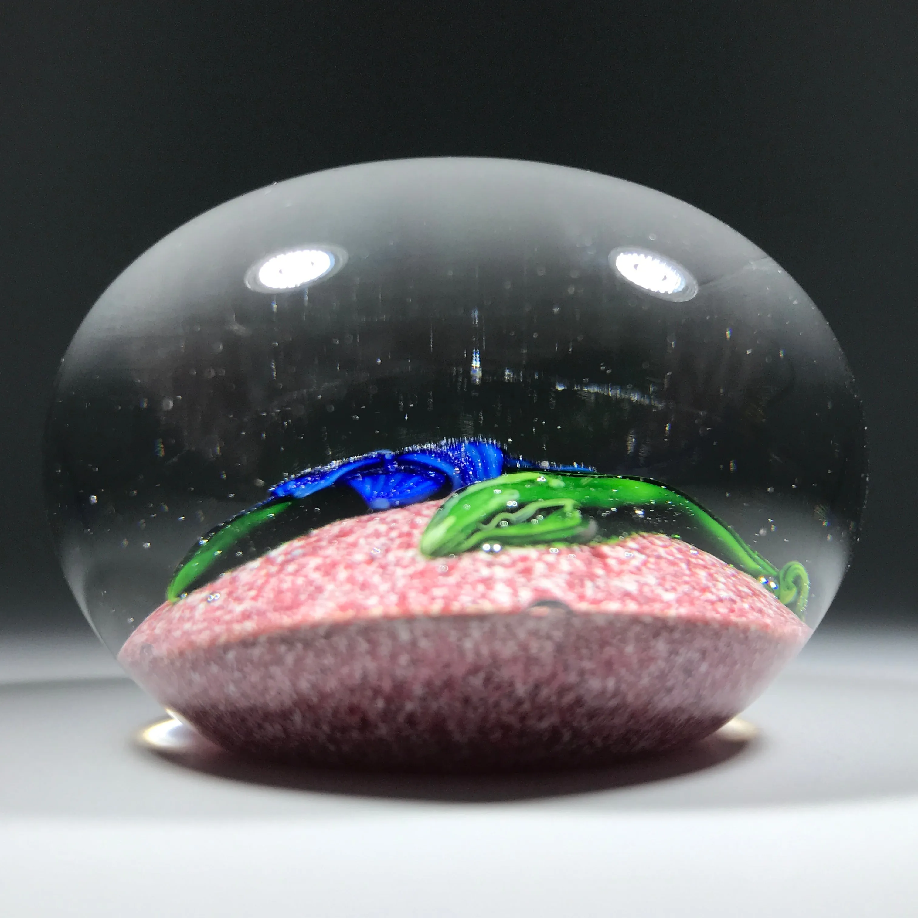 Rare Antique Saint Louis Art Glass Paperweight Lampwork Clematis on Red Jasper Ground