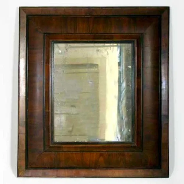 Rare Dutch Baroque Figured Cherrywood Pillow Molded Mirror