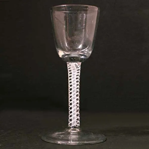 Rare English George III Double-Series Cotton Twist Stem Wine Glass