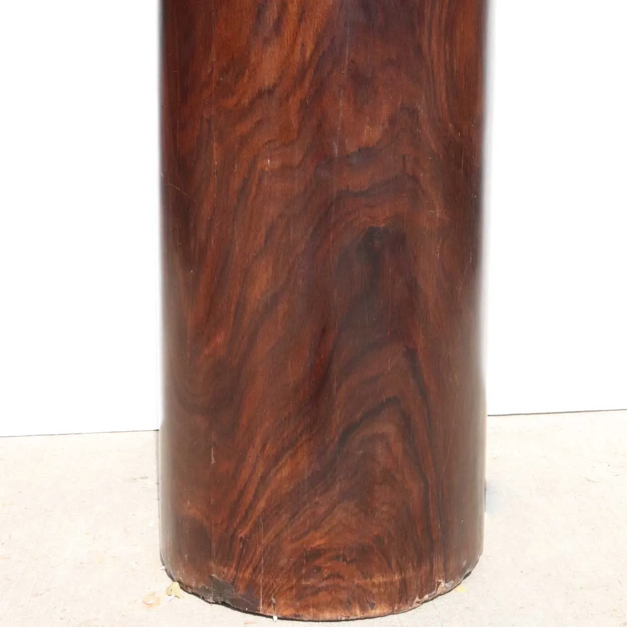 Rare Large Solid Rosewood, Brass Mounted and Teak Capital Pillar