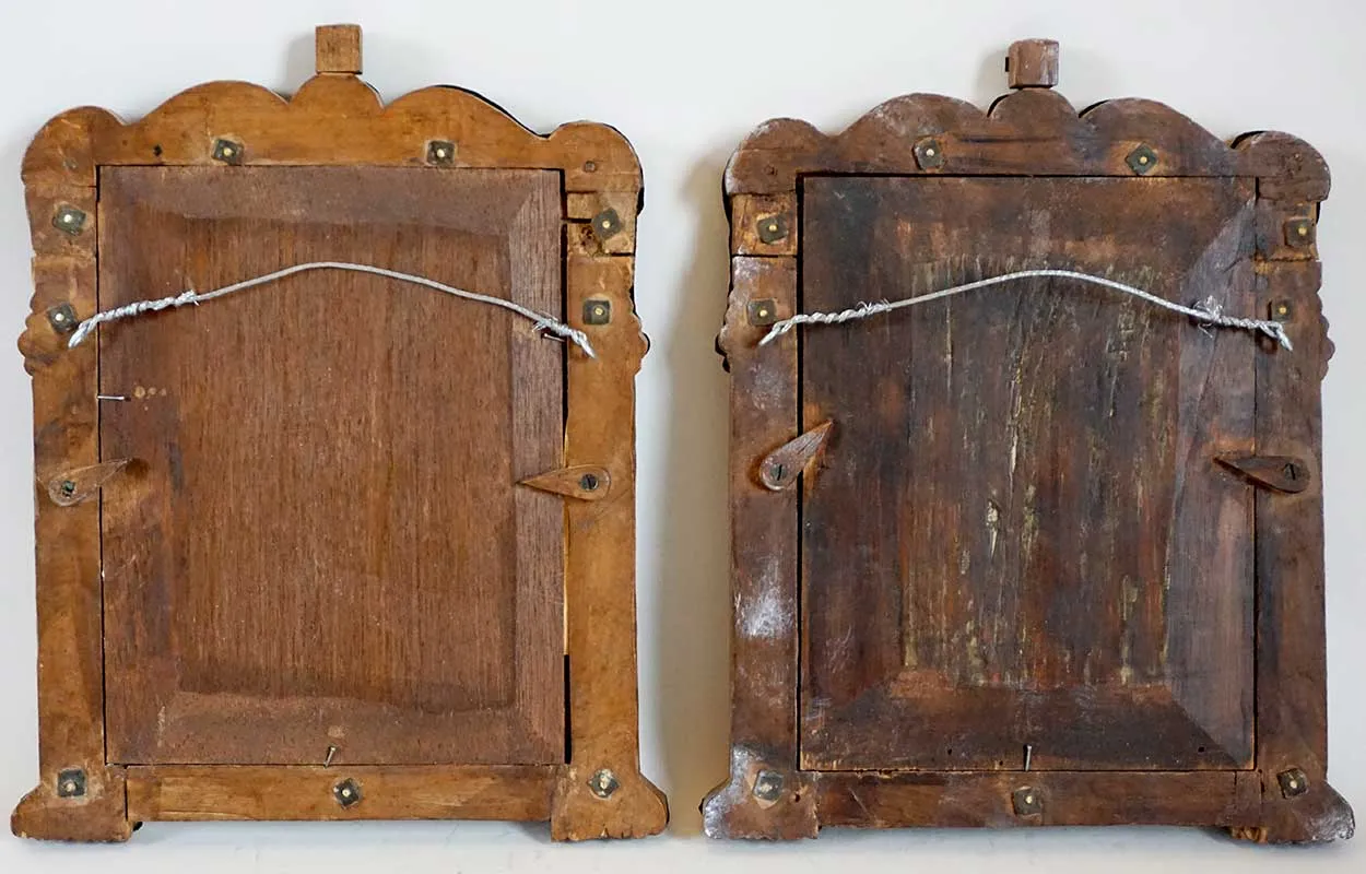 Rare Pair of Indo-Portuguese Silver Framed Beveled Mirrors