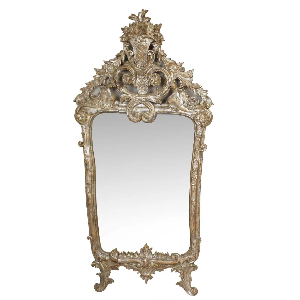 Rare Pair of Large Early Italian Baroque Silver Gilt Pier Mirrors