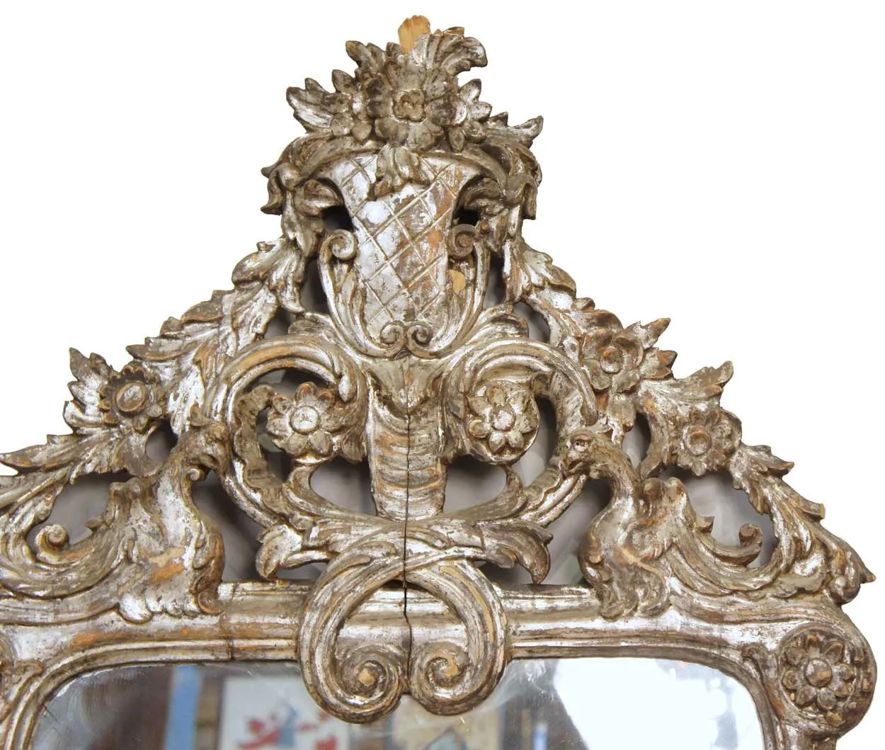 Rare Pair of Large Early Italian Baroque Silver Gilt Pier Mirrors