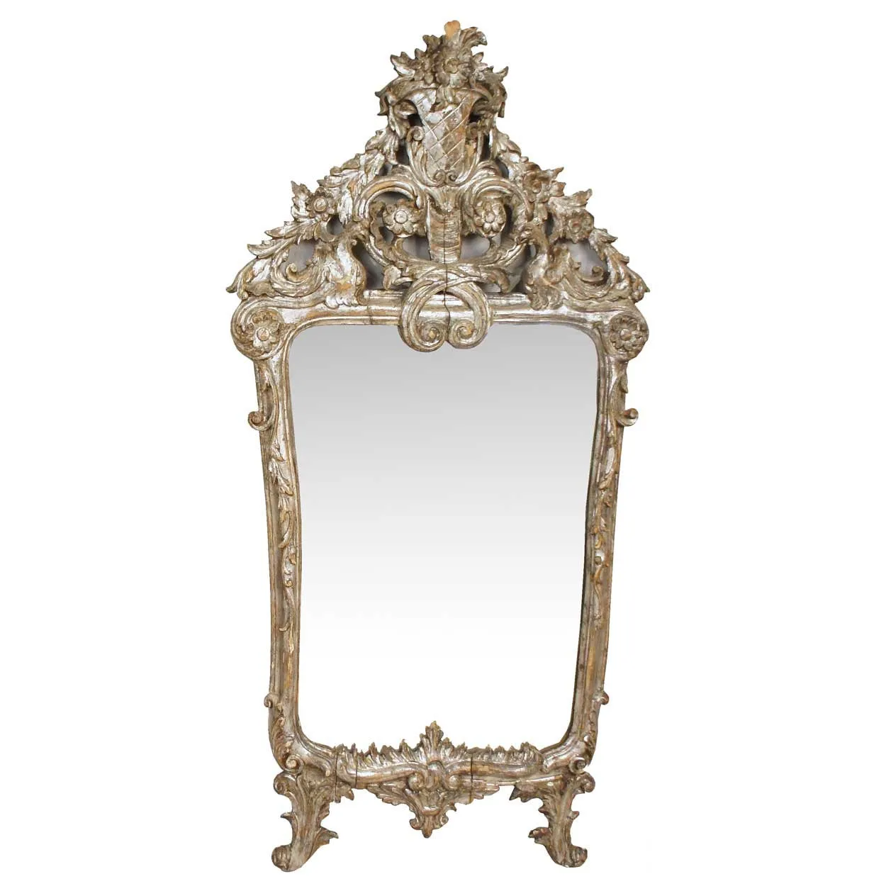 Rare Pair of Large Early Italian Baroque Silver Gilt Pier Mirrors
