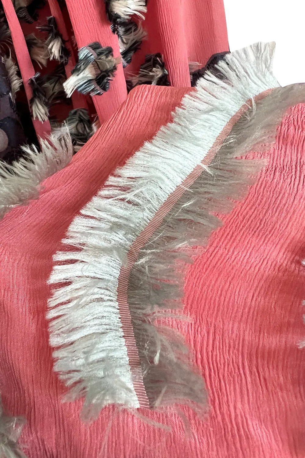 Recent Chloe Dusty Pink Easy to Wear Fringe Feather Applique Caftan Halter Dress
