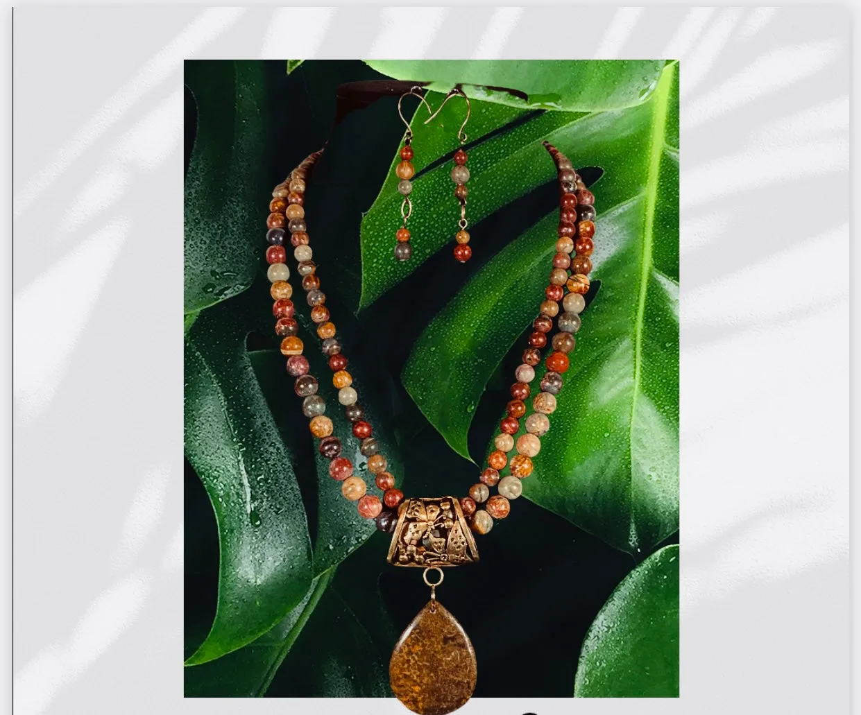 Red Creek Jasper Necklace & Earrings.  # 21035