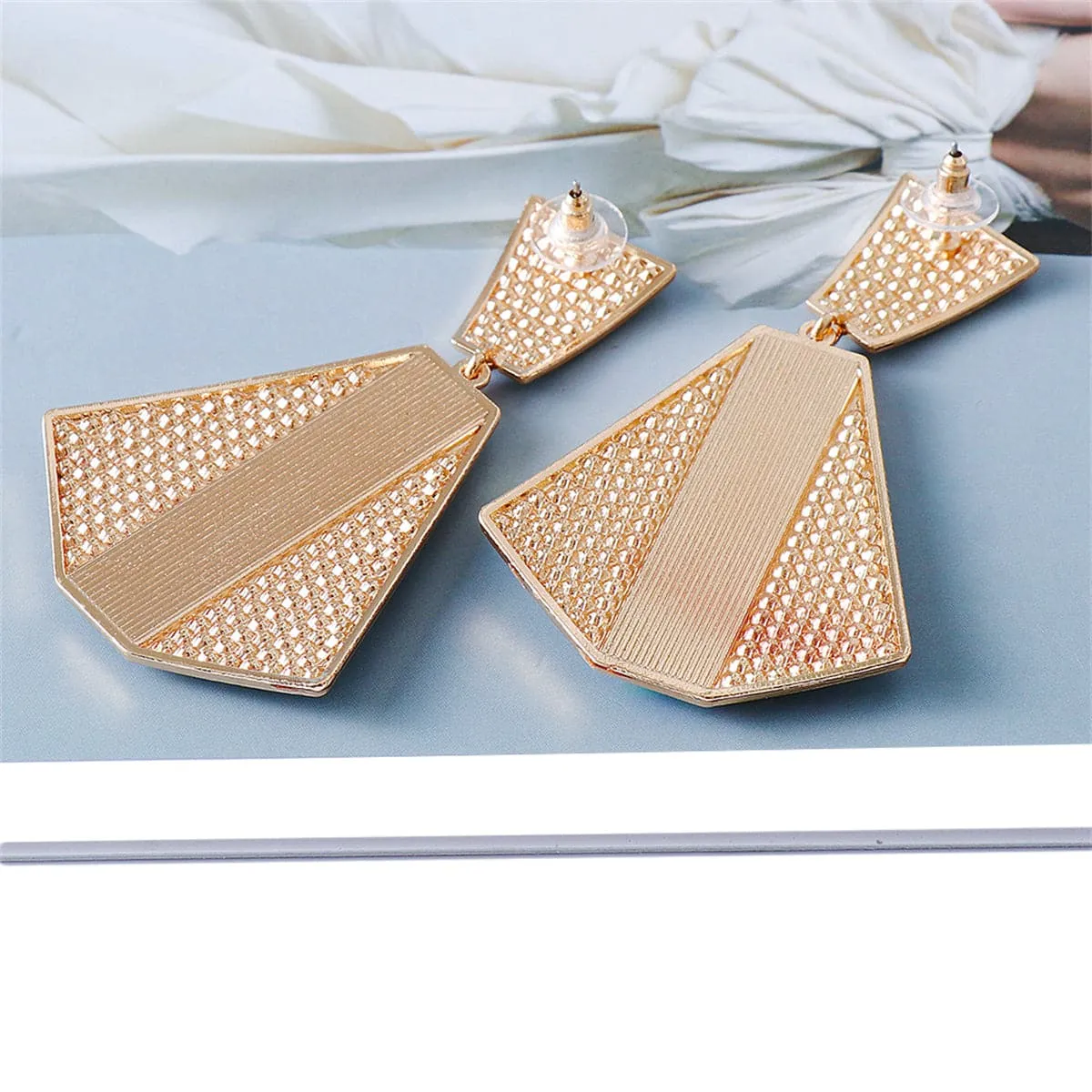 Red Crystal & Cubic Zirconia 18K Gold-Plated Geometric Drop Earrings
