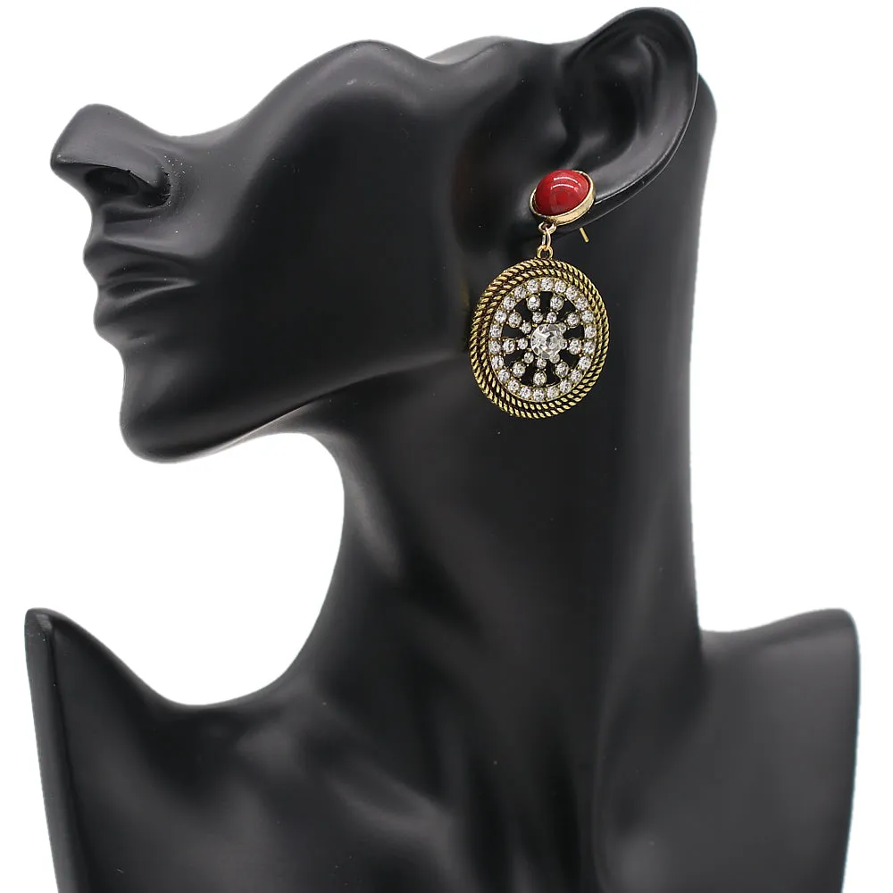 Red Gold CZ Post Earrings