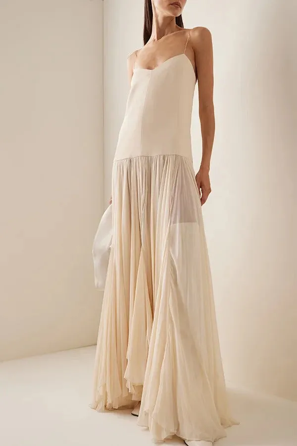 Resort Style Sexy Suspender Backless Large Hem Maxi Dress