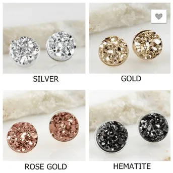 Round Druzy Post Earrings