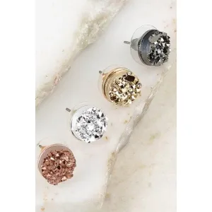 Round Druzy Post Earrings