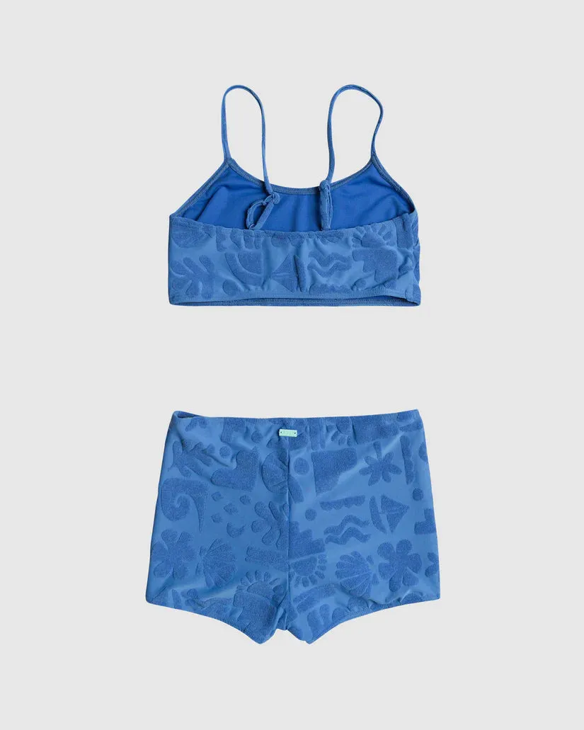 Roxy Beach Check Crop Top Set - Nebulas Blue Beach Check